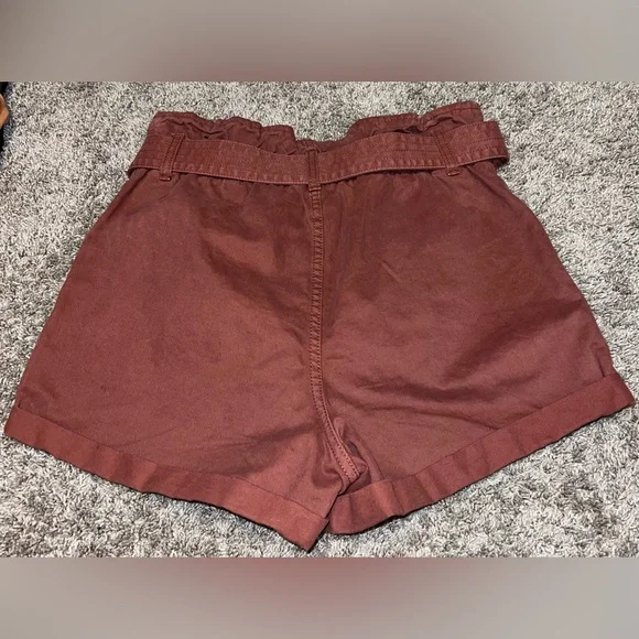 Abercrombie & Fitch Belted Twill High Rise Paperbag Shorts Rust Size Small